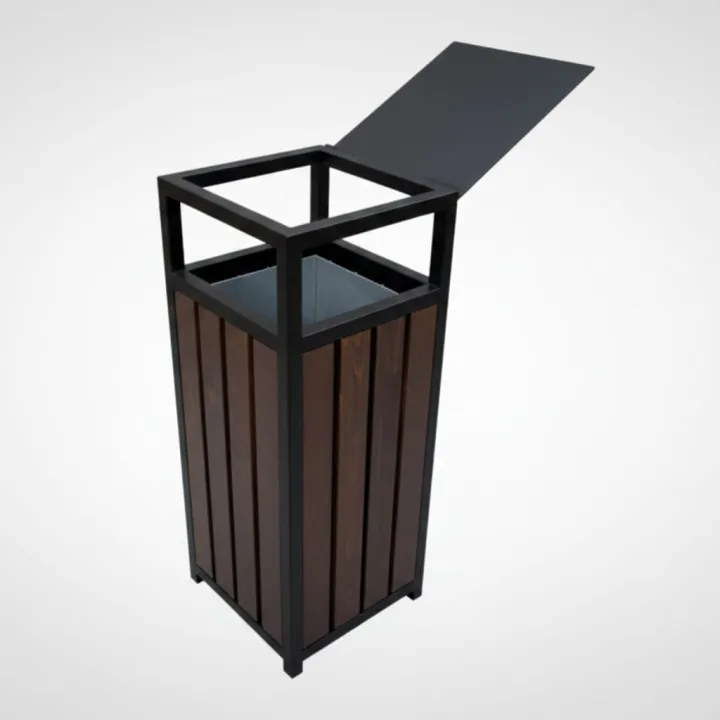 Kosz do parku kwadrat z uchylnym daszkiem 45 l