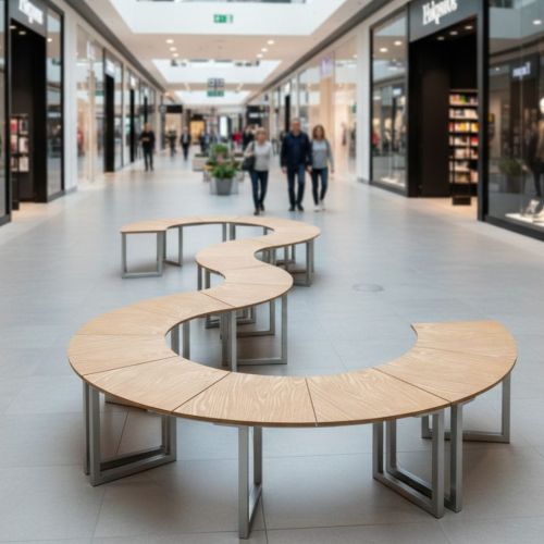 Ławka łukowa z laminatu HPL bez oparcia 100 cm