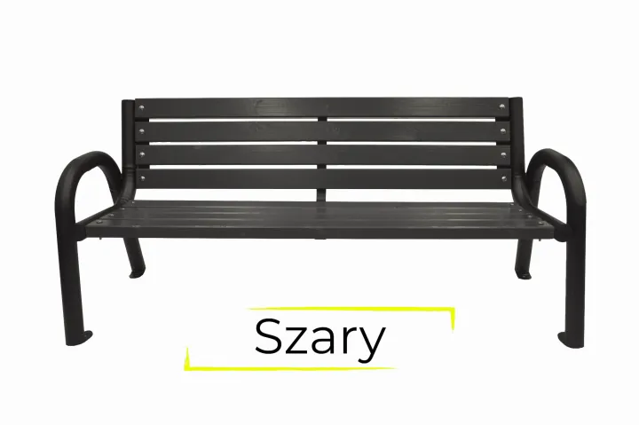 Ławka ogrodowa z metalowymi nogami na białym tle