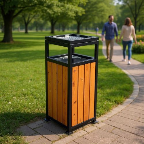 Kosz do parku kwadrat z popielnicą 65 l.jpg