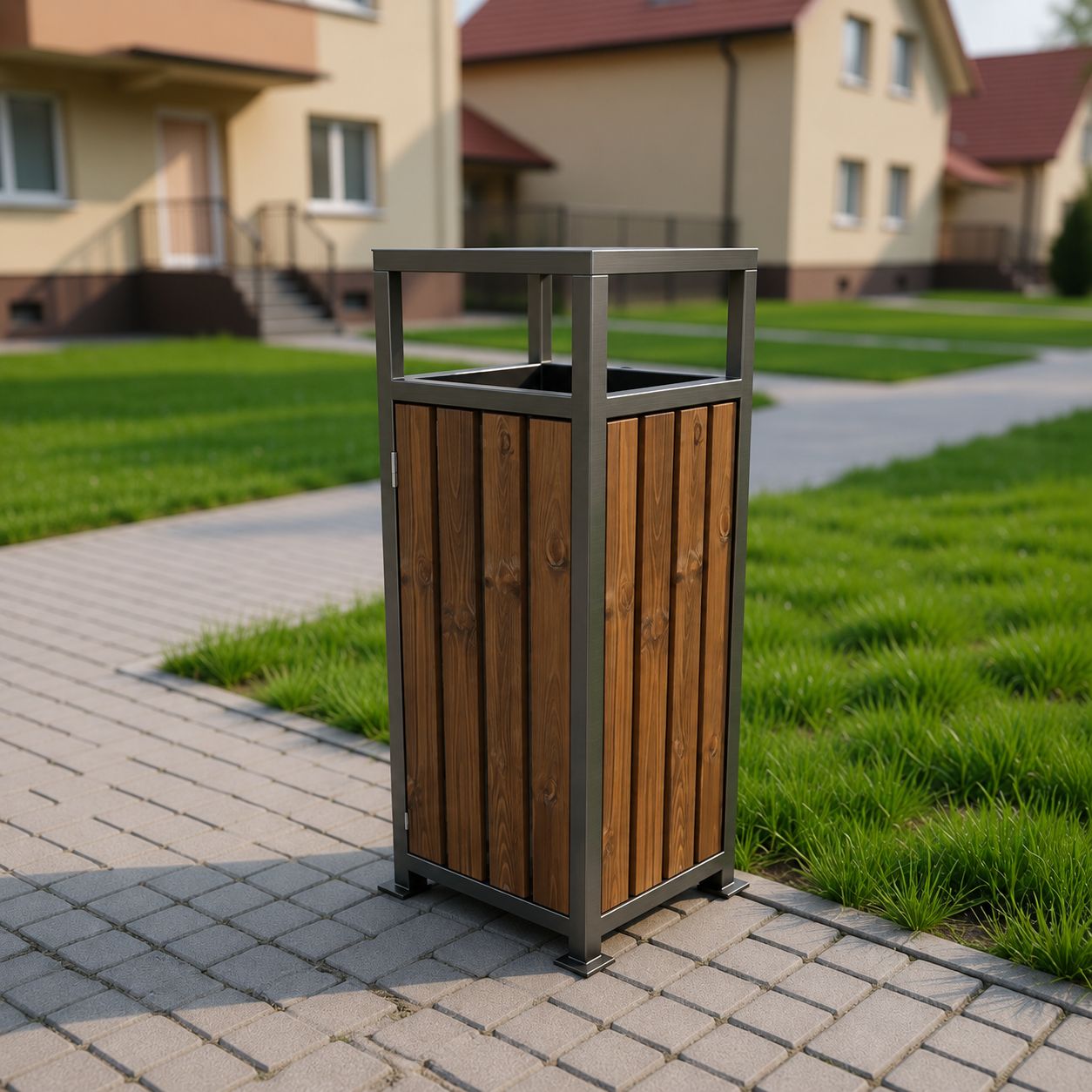 Parkový odpadkový koš z nerezové oceli Primario 65 l